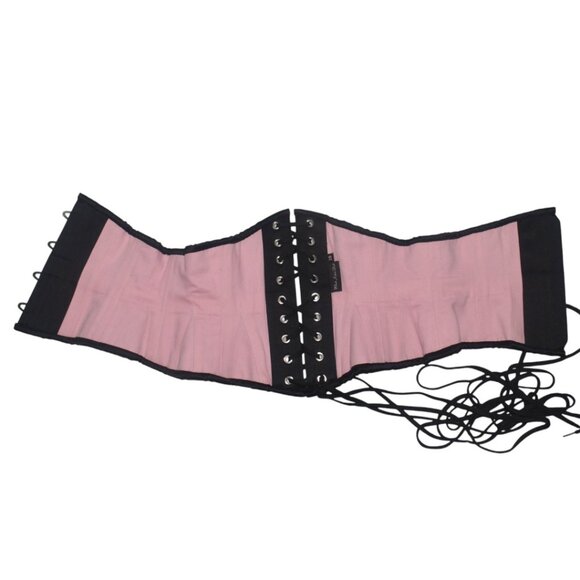 What Katie Did Black Satin Waist Cincher Corset Steel Boned 28 L - Picture 6 of 9